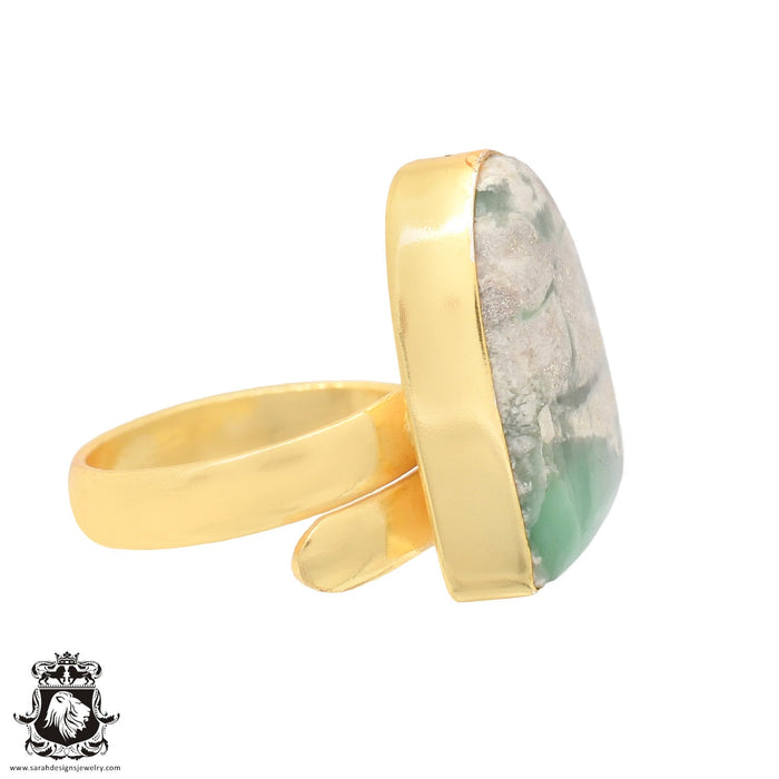 Size 7.5 - Size 9 Ring Variscite 24K Gold Plated Ring GPR716