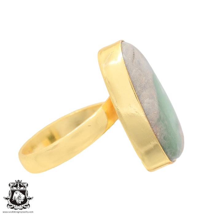 Size 9.5 - Size 11 Ring Variscite 24K Gold Plated Ring GPR717