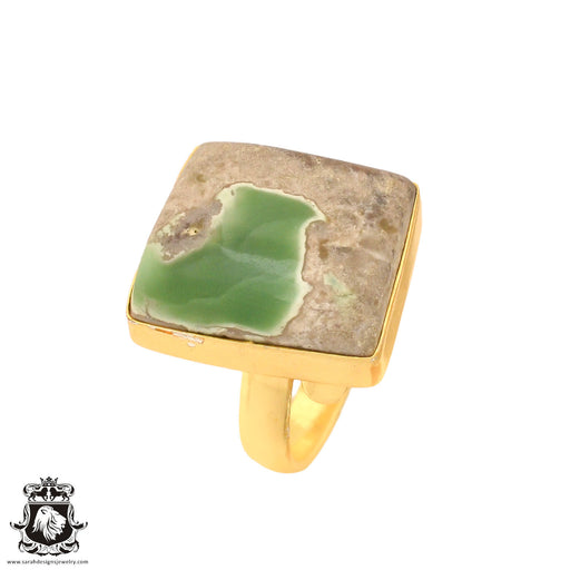 Size 7.5 - Size 9 Ring Variscite 24K Gold Plated Ring GPR719