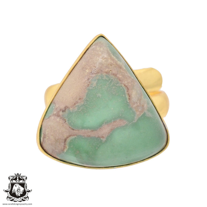 Size 8.5 - Size 10 Ring Variscite 24K Gold Plated Ring GPR728