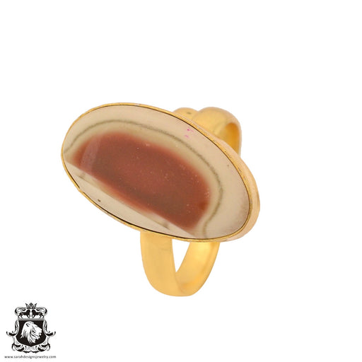 Size 9.5 - Size 11 Ring Imperial Jasper 24K Gold Plated Ring GPR1034