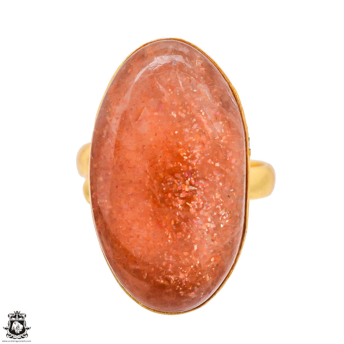 Size 10.5 - Size 12 Ring Sunstone 24K Gold Plated Ring GPR1313