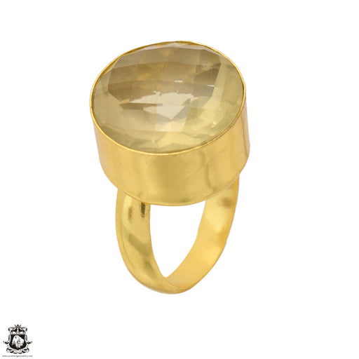 Size 7.5 - Size 9 Ring Rutile Quartz 24K Gold Plated Ring GPR1664