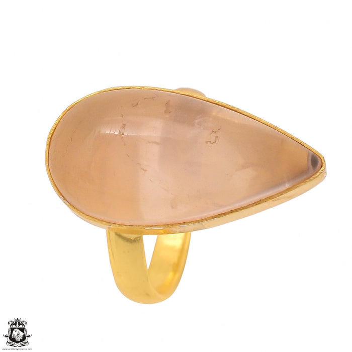 Size 9.5 - Size 11 Ring Rose Quartz 24K Gold Plated Ring GPR1392