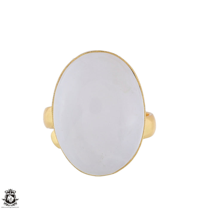Size 8.5 - Size 10 Ring Selenite 24K Gold Plated Ring GPR1743