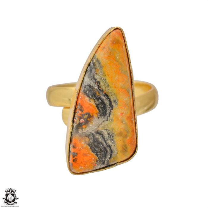 Size 8.5 - Size 10 Ring Bumblebee Jasper 24K Gold Plated Ring GPR1202