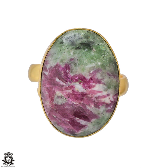 Size 8.5 - Size 10 Ring Ruby Zoisite 24K Gold Plated Ring GPR1220