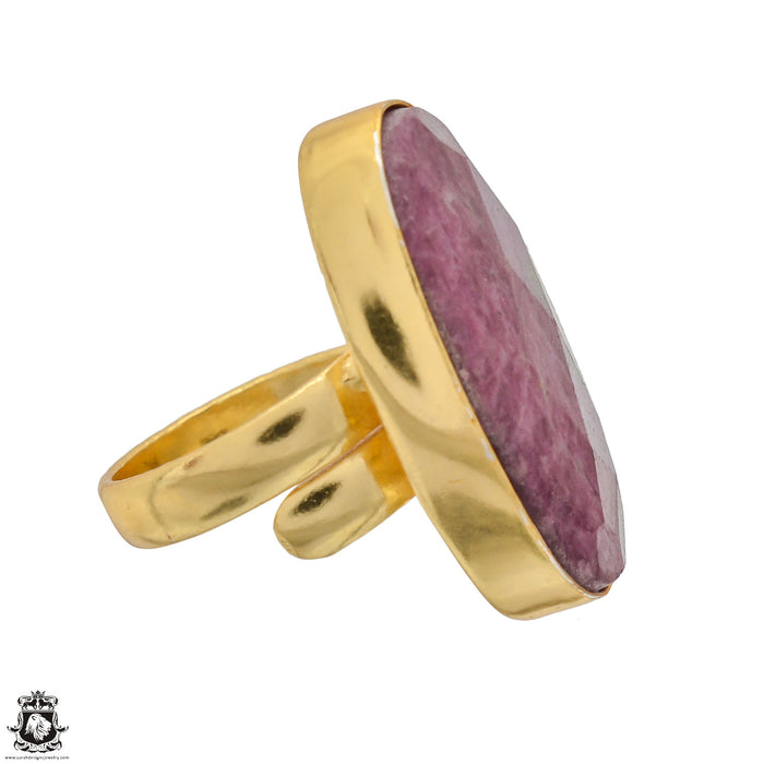 Size 6.5 - Size 8 Ring Ruby Zoisite 24K Gold Plated Ring GPR1222
