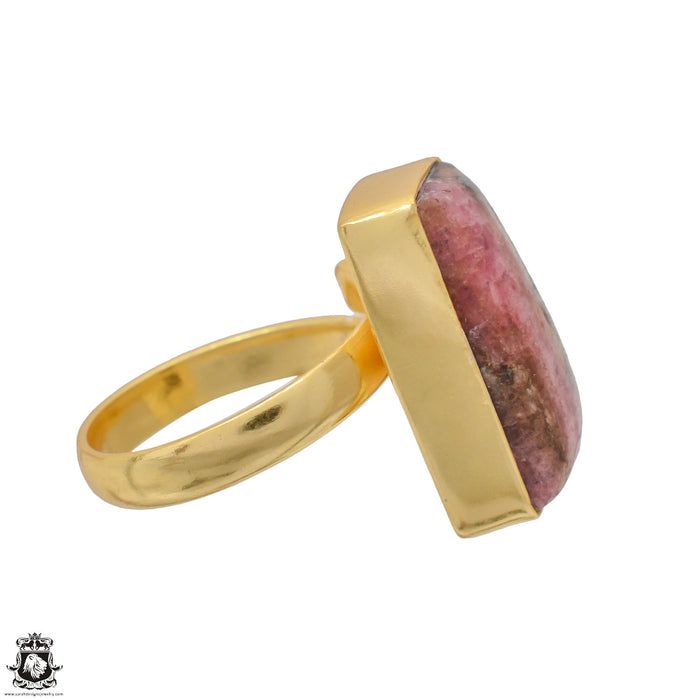 Size 7.5 - Size 9 Ring Rhodonite 24K Gold Plated Ring GPR1244