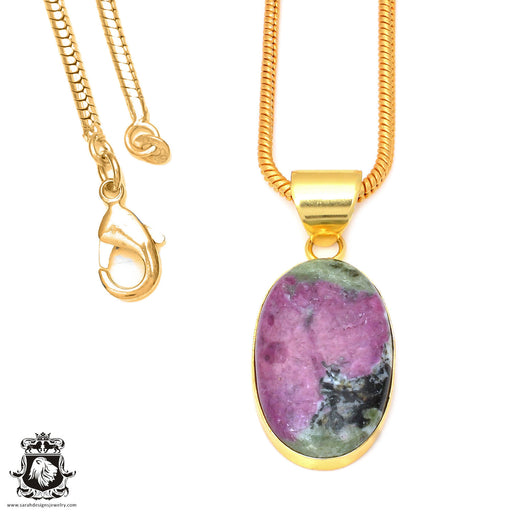 Ruby Zoisite 24K Gold Plated Pendant  GPH92
