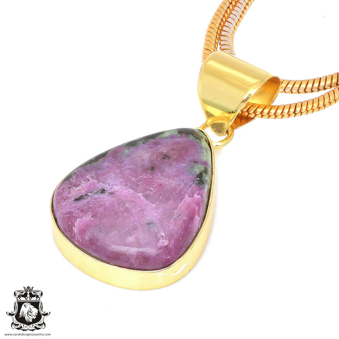 Ruby Zoisite 24K Gold Plated Pendant  GPH95