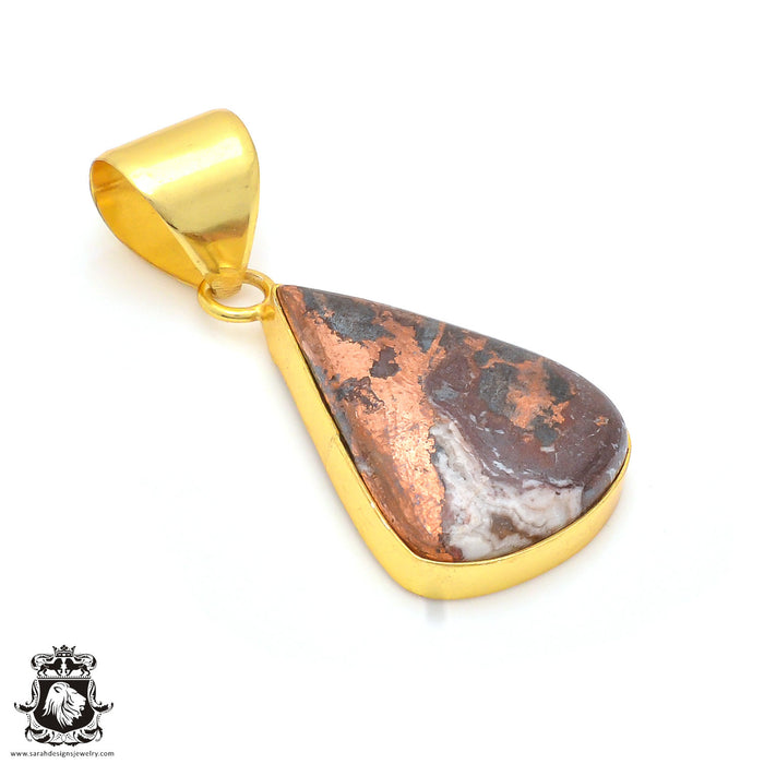 Pyritized Crazy lace Agate 24K Gold Plated Pendant  GPH183