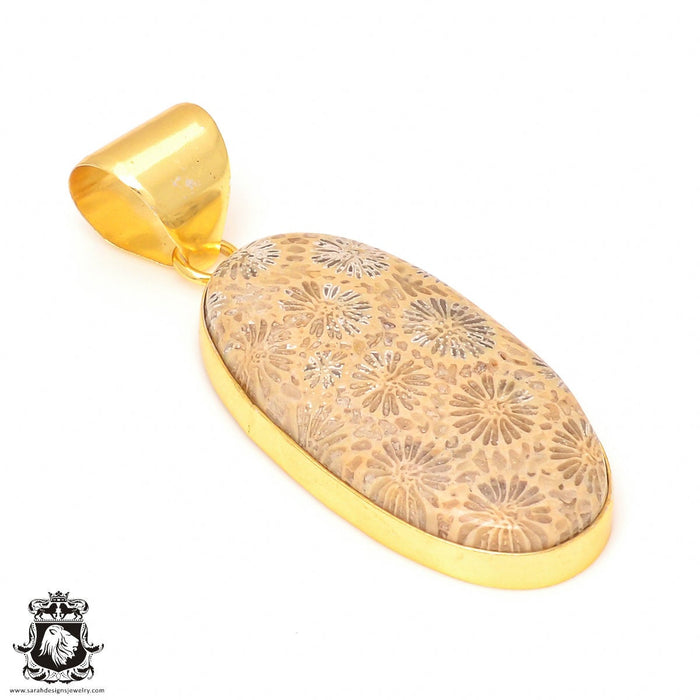 Fossilized Coral 24K Gold Plated Pendant  GPH323
