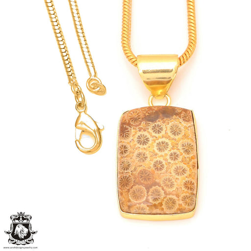 Fossilized Coral 24K Gold Plated Pendant  GPH330