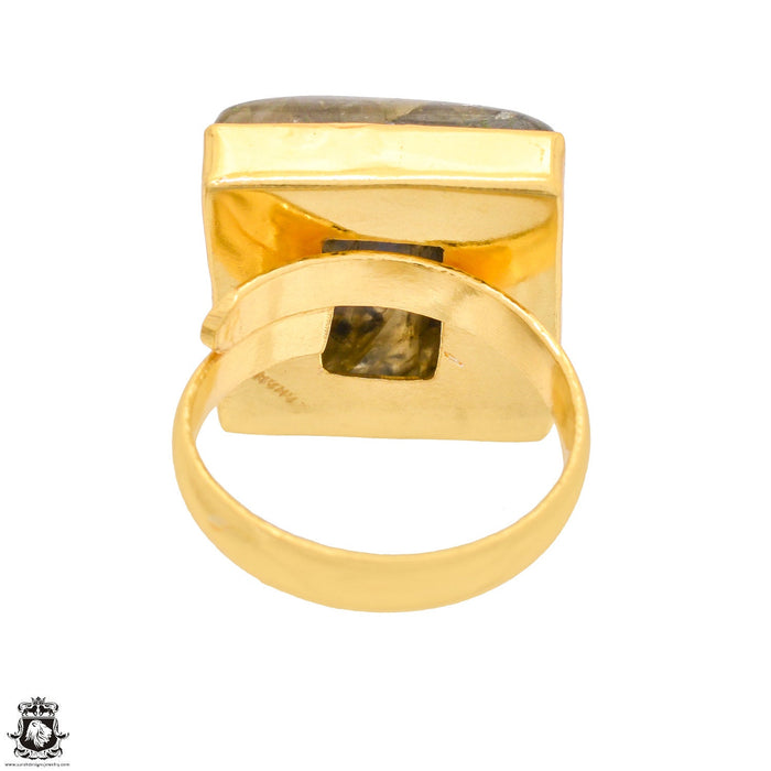 Size 9.5 - Size 11 Ring Blue Labradorite 24K Gold Plated Ring GPR1247