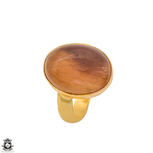 Size 6.5 - Size 8 Ring Sunstone 24K Gold Plated Ring GPR1315