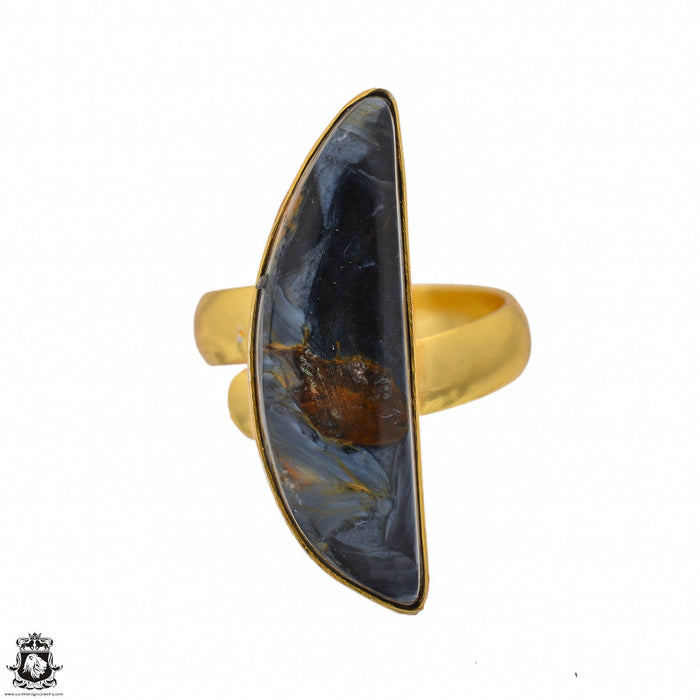Size 7.5 - Size 9 Ring Pietersite 24K Gold Plated Ring GPR1453