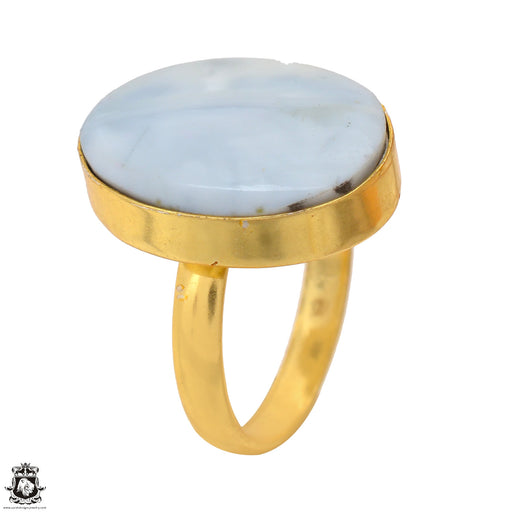 Size 9.5 - Size 11 Adjustable Owyhee Opal 24K Gold Plated Ring GPR1689