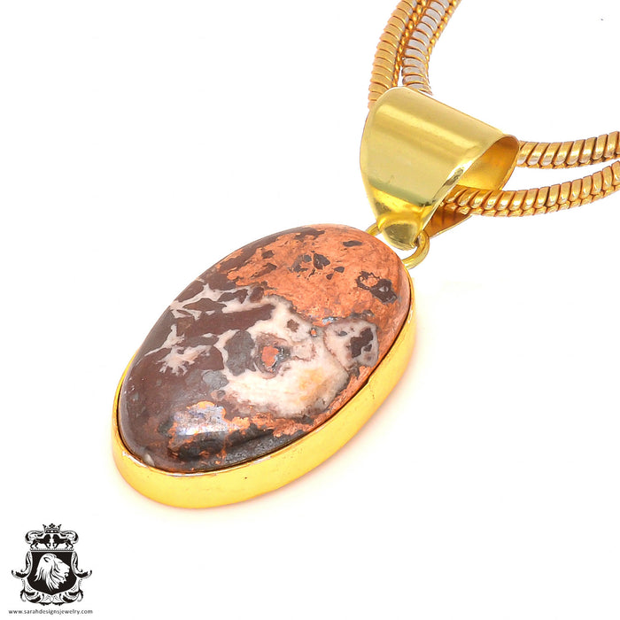 Pyritized Crazy lace Agate 24K Gold Plated Pendant  GPH191