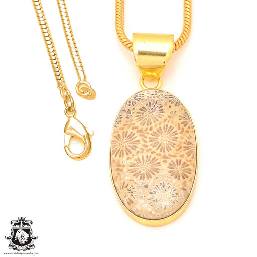 Fossilized Coral 24K Gold Plated Pendant  GPH332
