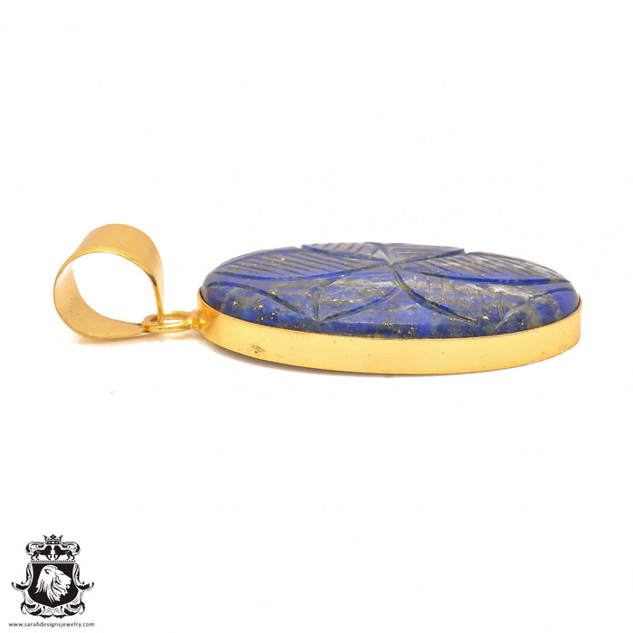 Lapis Lazuli 24K Gold Plated Pendant 3mm Snake Chain GPH347
