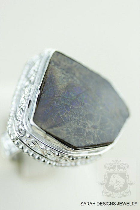 Size 10 Ammolite Sterling Silver Ring r1591