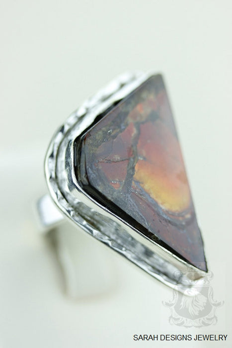 Size 8 Ammolite Sterling Silver Ring r1564