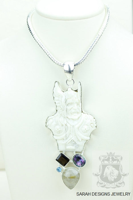 Thor Carving Silver Pendant & Chain P3910