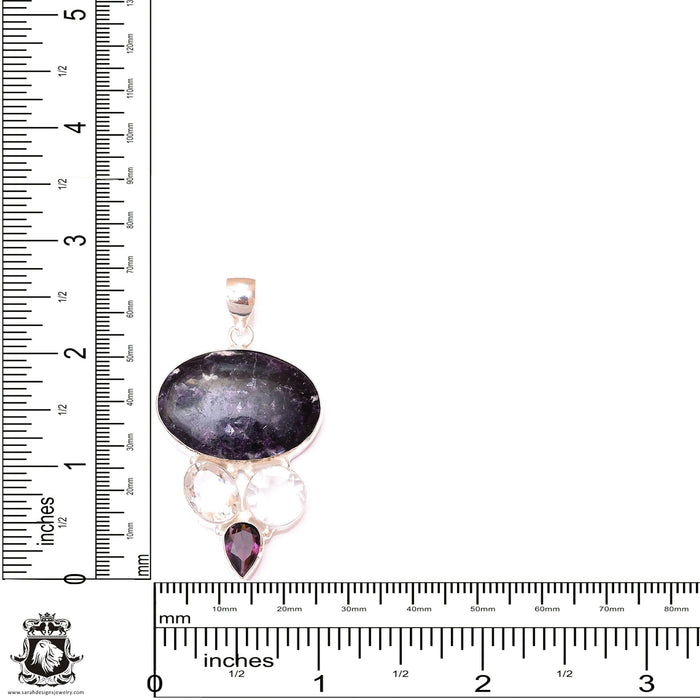 Lepidolite Clear Topaz Pendant & 3MM Italian Chain P9653