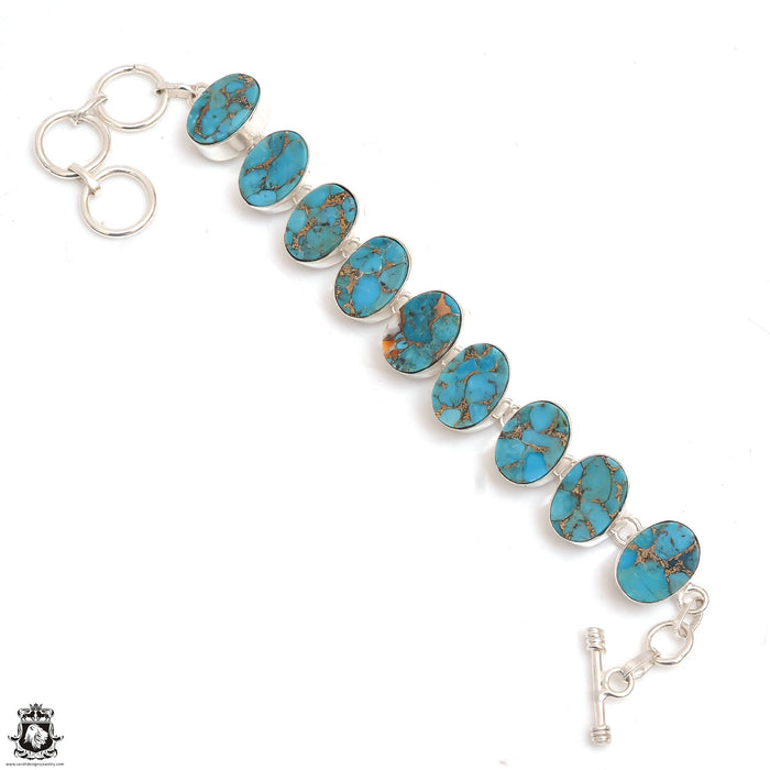 Mohave Pyrite Turquoise Genuine Gemstone Silver Bracelet B4640