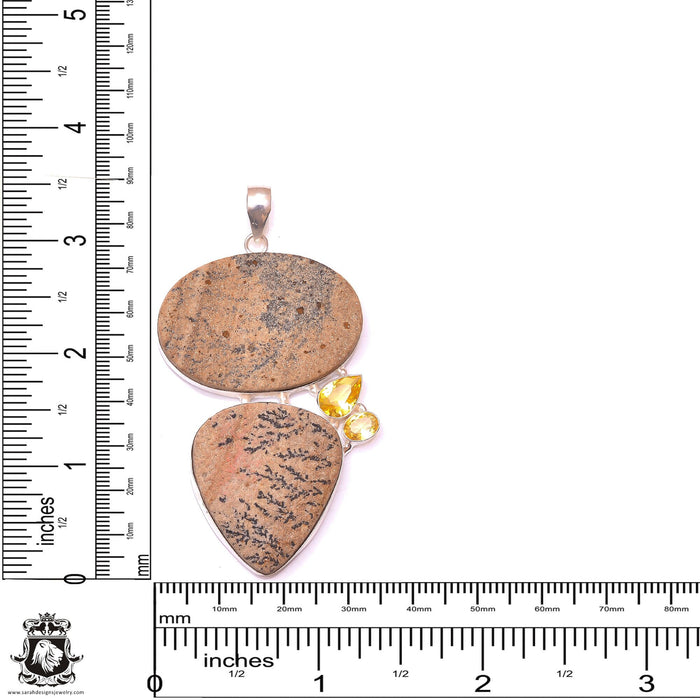 Psilomelane Dendrite Fern Fossil Pendant & 3MM Italian Chain P9871