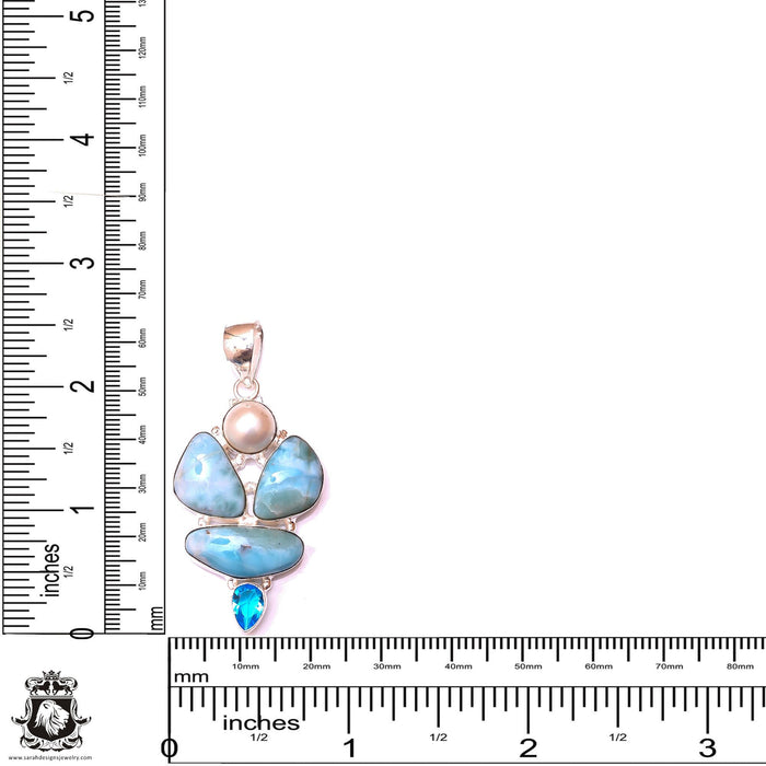 AAA Graded Larimar Pearl Pendant & 3MM Italian Chain P9889