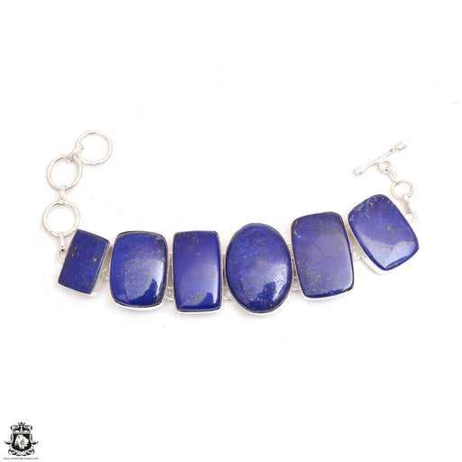 Blast of Blue! Lapis lazuli Genuine Gemstone Silver Bracelet B4599
