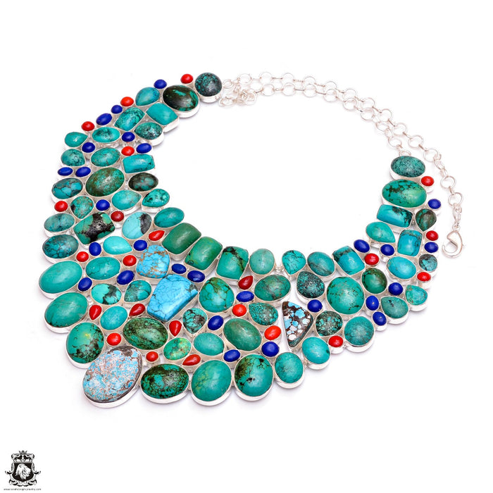 SHOWSTOPPER! Number 8 Turquoise Coral Genuine Gemstone Necklace BNC23