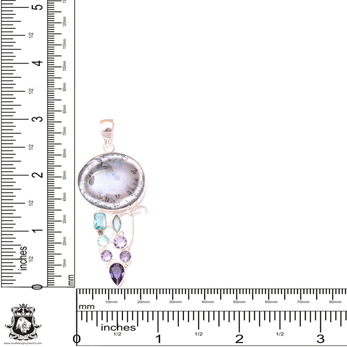 Stunning! AAA Grade Dendritic Opal Merlinite Pendant & 3MM Italian Chain P9643