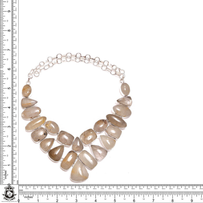 Rutilated quartz Bracelet Necklace Dangle Earrings SET1098