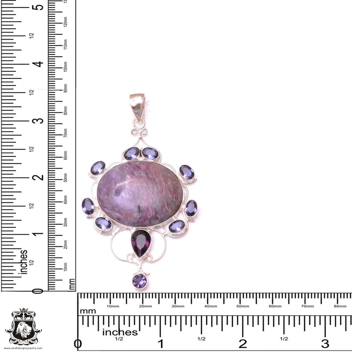 Lilac Charoite Amethyst Pendant & 3MM Italian Chain P9716