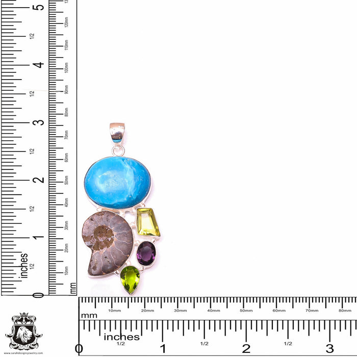 Sleeping Beauty Turquoise Ammonite Pendant & 3MM Italian Chain P10024