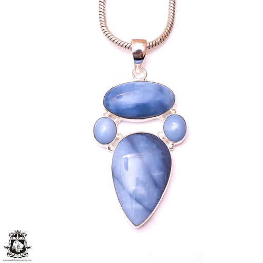 Blue Owyhee Opal Pendant & 3MM Italian Chain P100