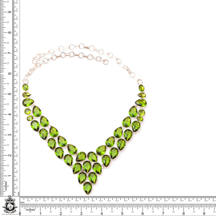 621± Carats Combined Olivine Peridot Silver Earrings Bracelet Necklace Set SET1214