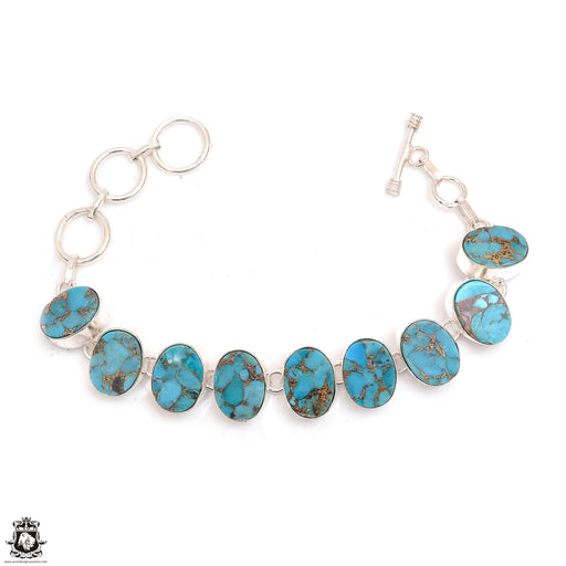 Mohave Pyrite Turquoise Genuine Gemstone Silver Bracelet B4590
