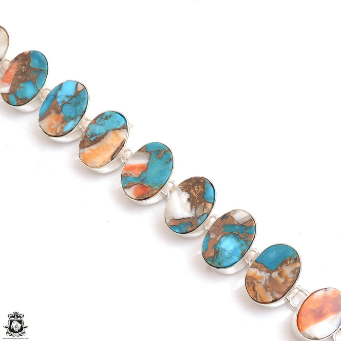 Hot Stuff! Spiny Oyster Turquoise Genuine Gemstone Silver Bracelet B4631