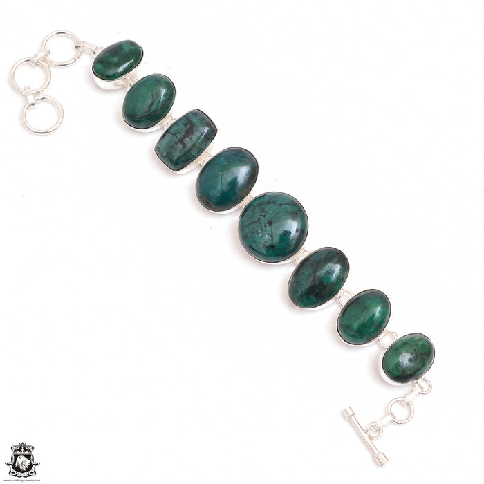 Sakota Mined Emerald Genuine Gemstone Silver Bracelet B4620