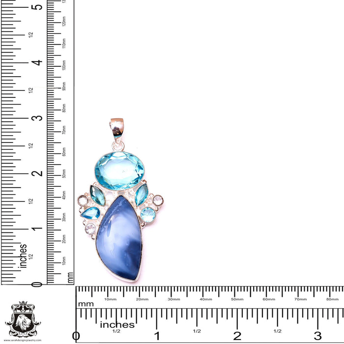 Owyhee Opal Blue Topaz Pendant & 3MM Italian Chain P10085