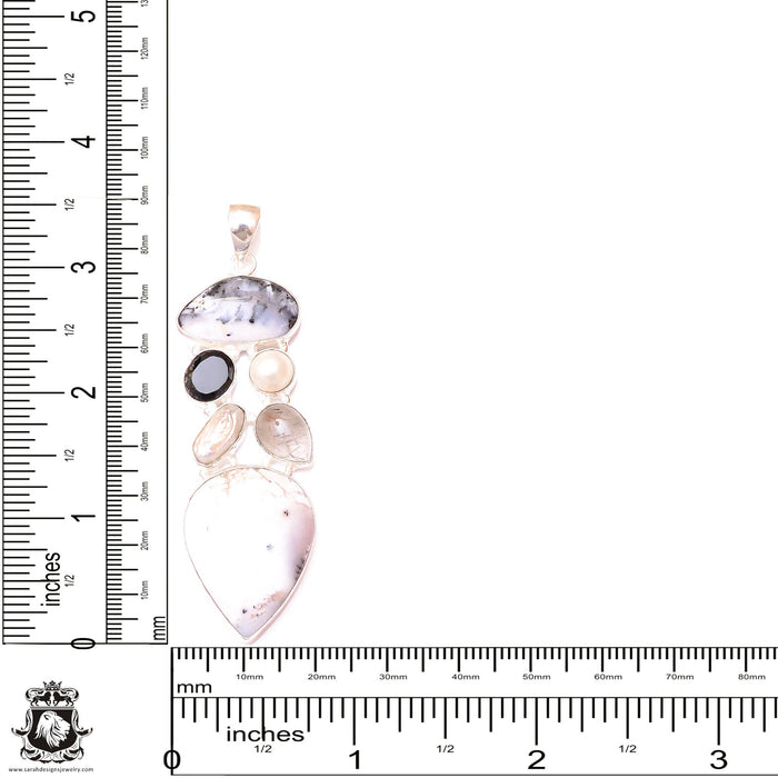 Dendritic Opal Pearl Smokey Topaz Pendant & 3MM Italian Chain P9596