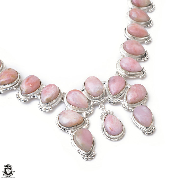 Natural Queen Pink Conch Shell Squash Blossom Statement Necklace BN18