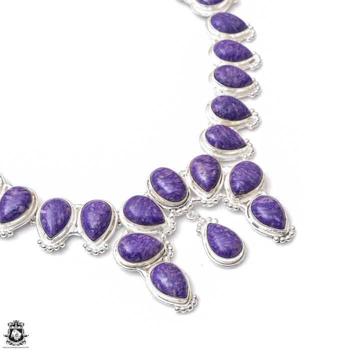 Russian Charoite Squash Blossom Statement Necklace BN35