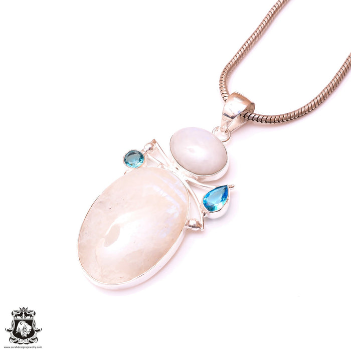 Rainbow Moonstone Pendant & 3MM Italian Chain P10048