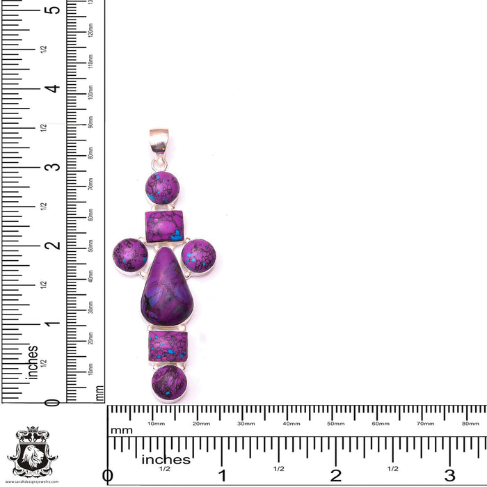 Purple Mohave Turquoise Southwestern Cross Pendant & 3MM Italian Chain P10078