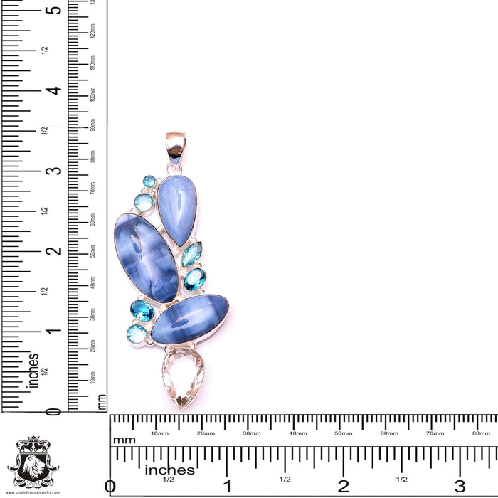 AAA Graded Owyhee Opal Aquamarine Pendant 3MM Silver Chain P9948